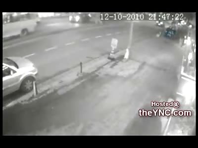 Female standing in Middle of Road is Hit and Thrown into Oncoming Lane (Fatality in Turkey) Slow Motion Added