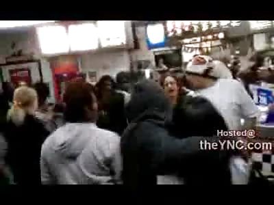 HOLY SHIT: MUST SEE..Crazy Fight between White girls, Black Girls, Puerto Ricans, Mexicans in a McDonalds after WorldSeries Game (WATCH FULL VIDEO)