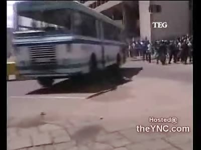 The BEST Way to Stop a Protester is with a BUS..(Watch Slow Motion)