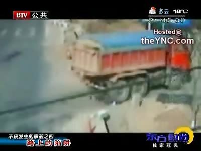 SHOCKING Full View of Bicyclist Squashed by all Tires on a Dump Truck