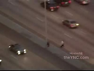 Police Chasing Murder .... Murderer Gets Nailed by Car on Highway 