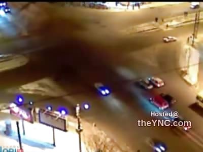 Accident sends Car Head First into Pedestrians on the Corner