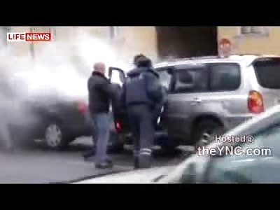 Russian Maniac taken out by Russian Police