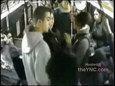 Black Girls on the Bus Attack Pregnant Girl and Her Boyfriend after they Steal her Phone (More Attack at End of Video)