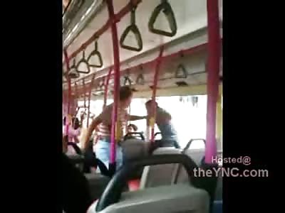 Two Asian Guys Fight over Bus Seat