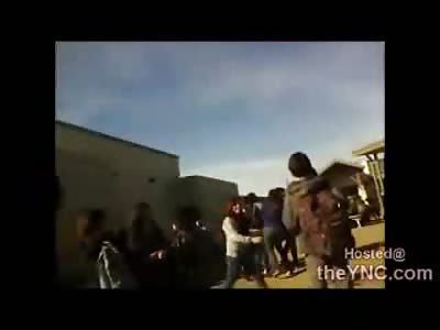 Crazy Girl Smashes Girl in a Fight with her Crutches