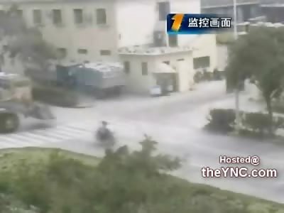 Double Riding Bikers Hit an Excavator..then Get Run Over by It