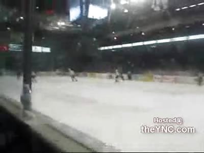 First Person View of Hockey Puck coming through Glass and making a Kid Cry