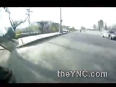 First Person View of the Luckiest Man Alive...Crashes into Gasoline Truck