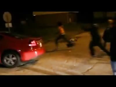 Female Twitching out of COntrol after being Hit with a Crowbar during Street Fight