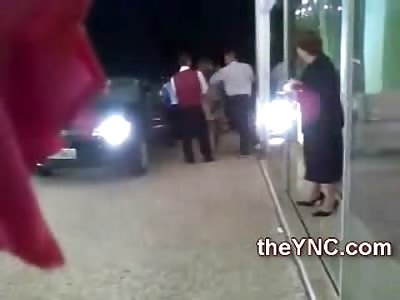 Crazy Brazilian Girlfriend Attacks her Man outside Dinner Party