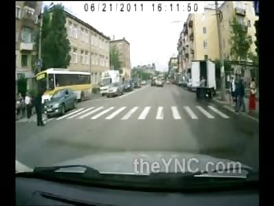 Pedestrian Road Rages on Car after His Foot is Run Over...LOLOLOL