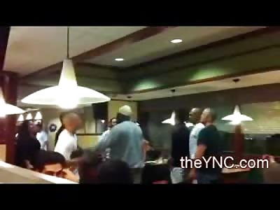 Unbelievable Shirtless Interracial Chair Throwing Brawl including Loud Mouth Girls in a Diner (Watch Full Video)