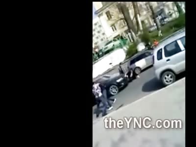 Road Rage in Russia is Alot Different Than in US.....Guy Beats Dude to Near Death on Road