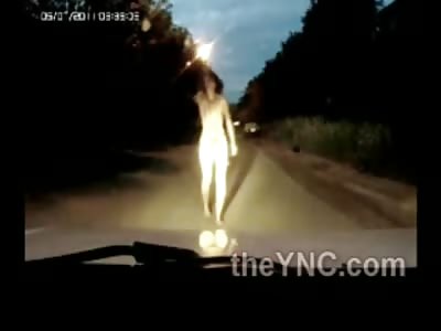 Police chase CRAZY Naked Drunk Girl down the Road