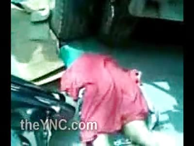 OMG: How Flat can a Human Head Get? Lady Pulled out From Under Wheel of Truck