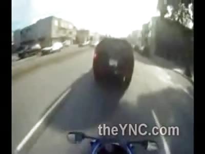 Old as Dirt Lady Nearly Kills Biker at a Stop Light