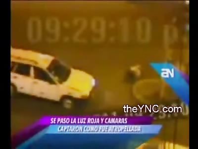 Woman hit by Taxi Cab is tossed onto the Curb