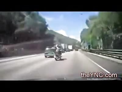 Biker Rear Ended loses his Flip Flop and his Seat