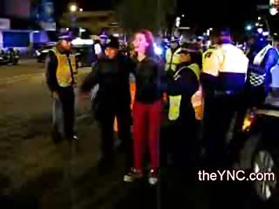 Semi Insane Drunk Woman takes on Entire Police Squad