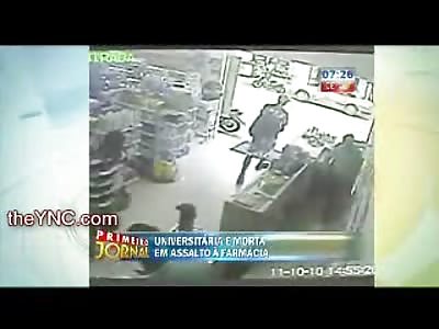 Female Standing in Line is Executed in Cold Blood by Thug Robbing the Store (Watch Slow Motion)