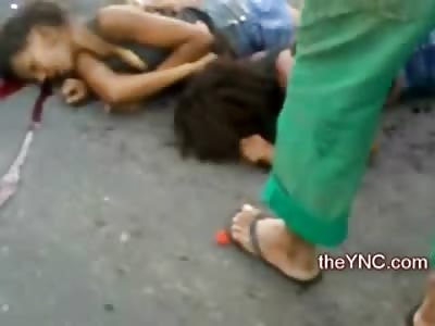 Two Sisters on One Bike Ends in a Bloody Death on the Concrete