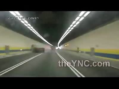 Truck Explodes in Tunnel in Epic Fashion 