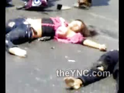 Two Girls Dead Following Motorcycle Terrible Accident .... Girl in Pink Turned Pretzel Legged 