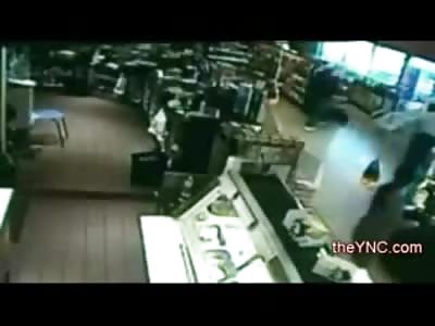 Mad Luntatic tries Running Over his GF and takes out Entire Storefront