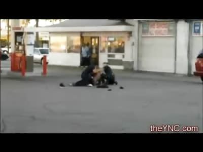 Female Cop Unloads with a Billy Club on Black Man at Gas Station