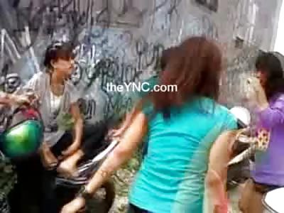 Pretty Girl in Purple gets Humiliation Attack by Cutting her Hair and her Clothes Off in Gang Attack