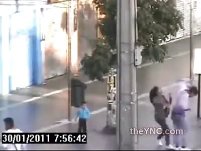 WTMF: Lunatic Dropkicks Mother in front of her Small Child