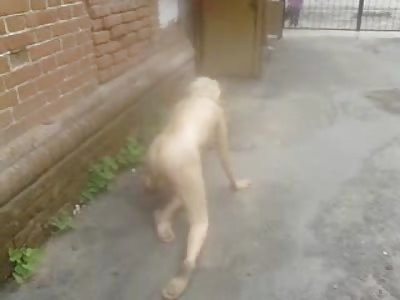 Drunken Blonde Crawls Naked following downing entire Bottle of Vodka