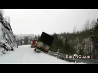 Terrible Road for a Truck to Drive on.... Truck goes over Cliff