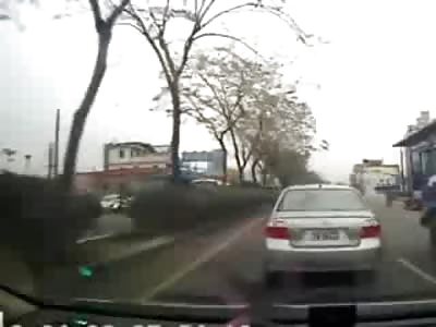 Motorcycle Accident When Idiot Driver Turns Wrong Way