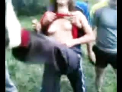 Classic Video of Female Stripped and then Knocked out by Tough Guy