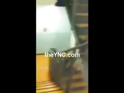 Not so Funny..Girl on Stairwell Cracks her Head Open messing around with her Friends
