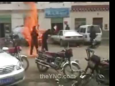 SHOCKING: Two Men Set Themselves on Fire in some form of Bizarre Protest
