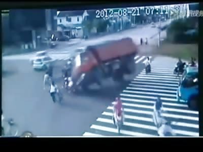 Truck Loses Control Crushes Passers by at a Crosswalk