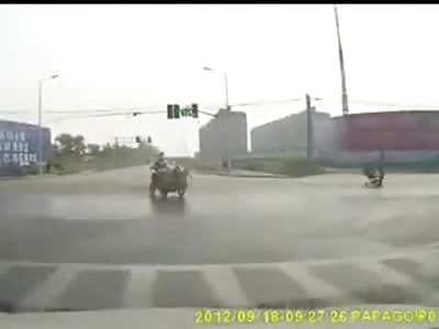 When its a Car vs Moped...Cars gonna Win Every time