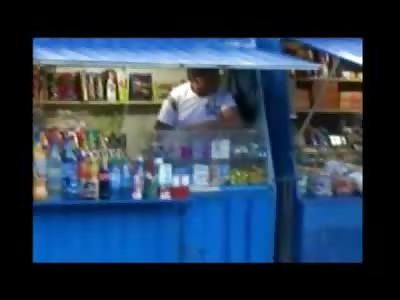 Food Vendor Masturbating in his Little Kiosk as Girls Walk By