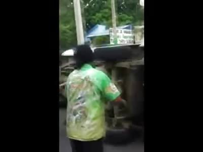 How the Hell? Man caught underneath Car is Stuck in the Muffler