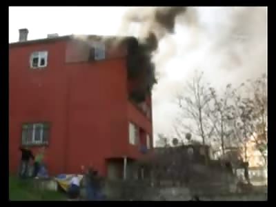 Stuck in a Burning Building, Scared Woman can No longer hold on...