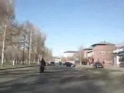 Absolutely Spectacular Head on Collision Sends Bike Rider into Space