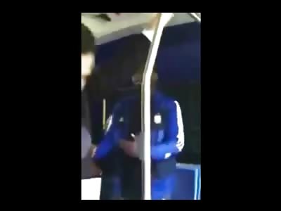 Crazy White Dude Punks a Bad Black Man on the bus calls him a N*gger too 