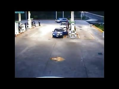 Vehicular Homicide in Mexico..Woman Run over and Killed at Gas Station