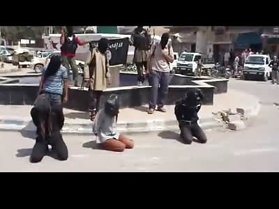 EXAMPLE MUST BE MADE: FSA Execute Three Syrians in Broad daylight by Popular Fountain (Same Group Responsible for the 3 Truck Drivers Executions)