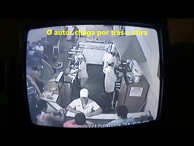 Man Shot in the Head while Ordering his Food from the Waitress at a Restaurant..(Watch Man in Red Shirt at Bottom of Screen) 