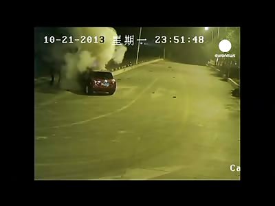 Car Hits Telephone Pole bursts into Flames..... Good Semertian Drags Driver to Safety