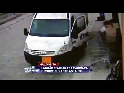 Thief drops Dead of Heart Attack during Robbery of work Van..Victim casually Steps Over Him